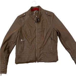 J2 Chocolate Brown Faux Leather Jacket XL